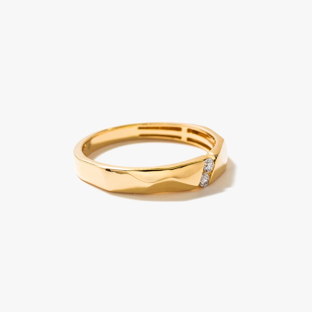 Men's Geometric Wedding Band 10K Yellow Gold (0.06 ct tw)