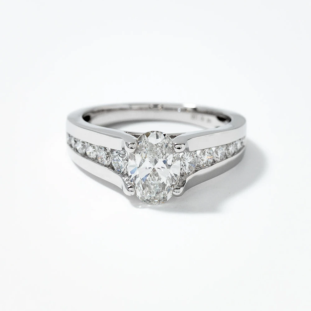 Lab Grown Oval Cut Diamond Engagement Ring in 14K White Gold (1.50 ct