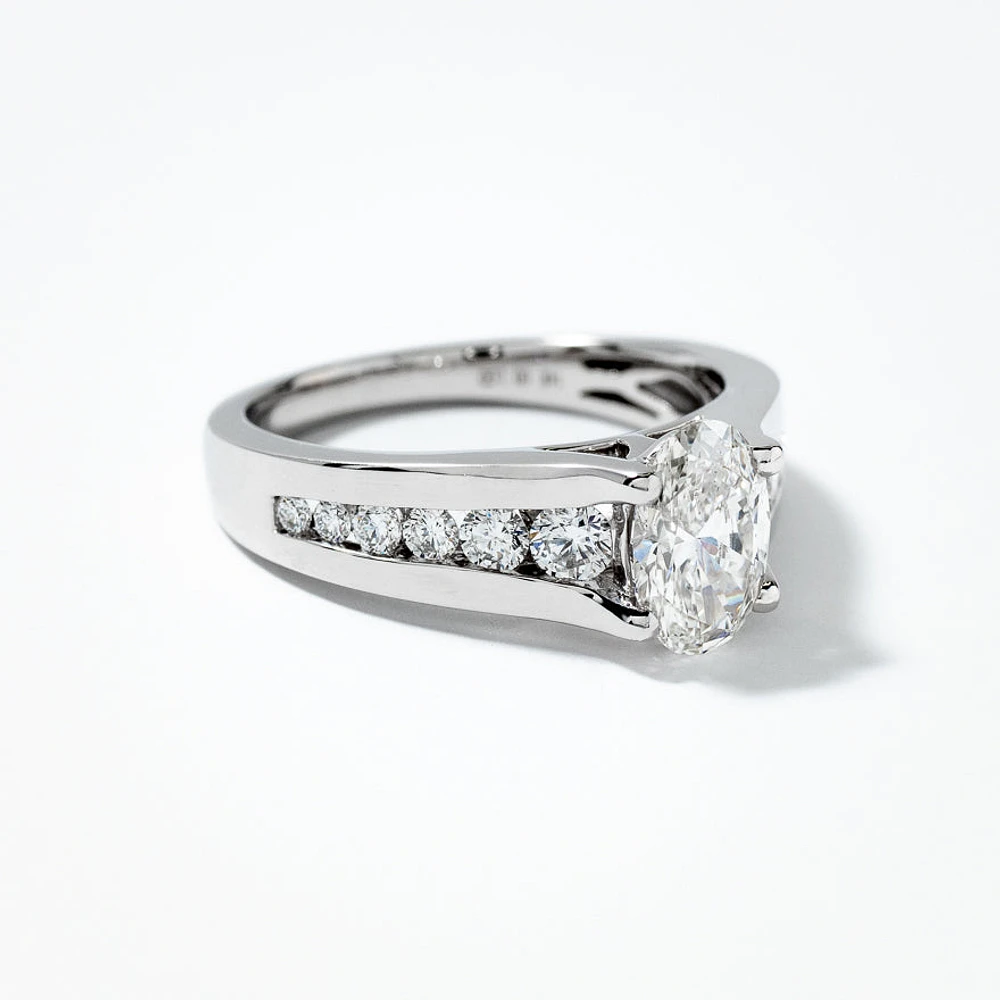 Lab Grown Oval Cut Diamond Engagement Ring in 14K White Gold (1.50 ct
