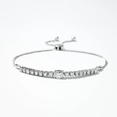 Lab Grown Diamond Bolo Bracelet in 10K White Gold (1.00 ct tw)