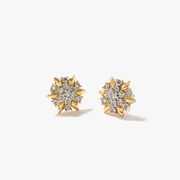 Diamond Star Earrings in 10K Yellow and White Gold (0.13 ct tw)
