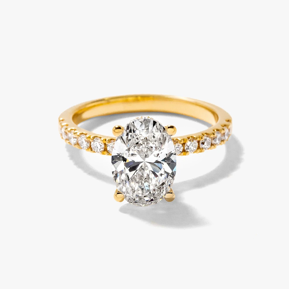 Oval Lab-Grown Diamond Engagement Ring with Hidden Halo 14K Yellow