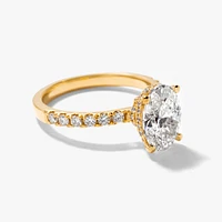 Oval Lab-Grown Diamond Engagement Ring with Hidden Halo 14K Yellow