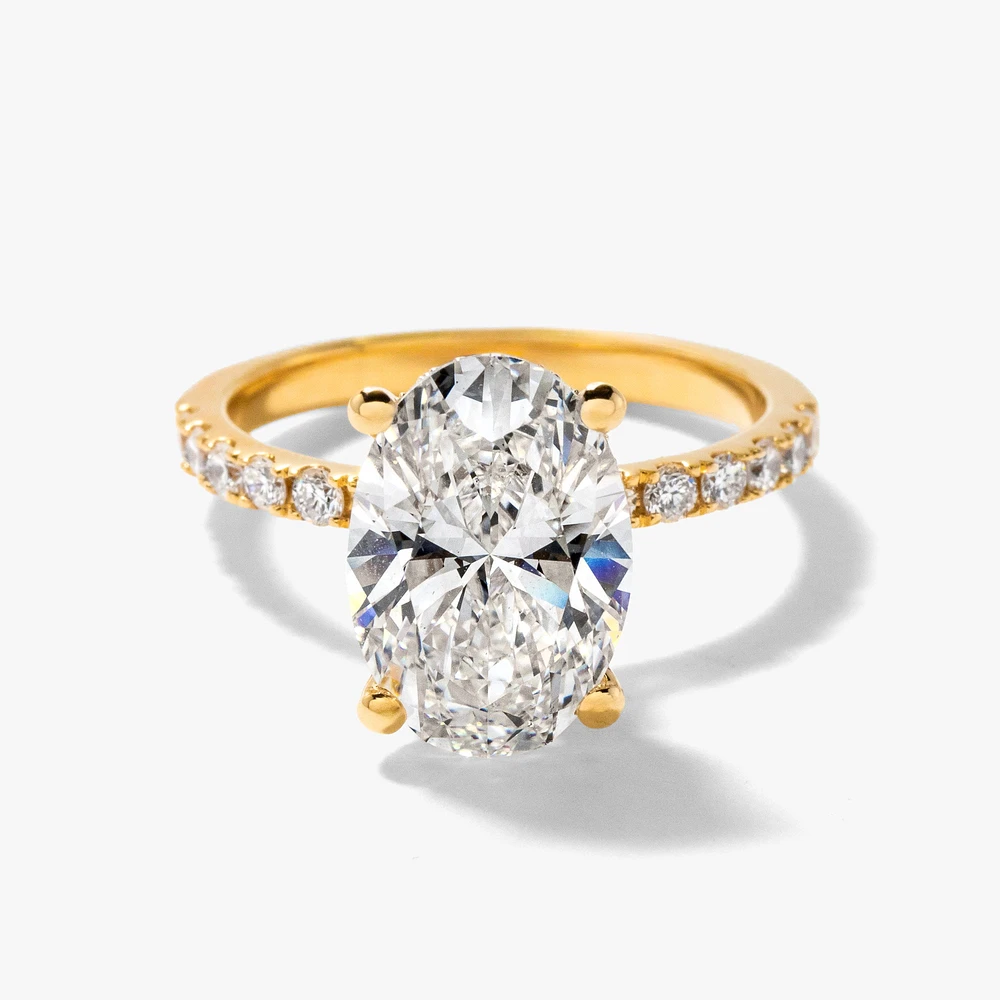 Oval Lab-Grown Diamond Engagement Ring with Hidden Halo 14K Yellow