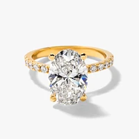 Oval Lab-Grown Diamond Engagement Ring with Hidden Halo 14K Yellow