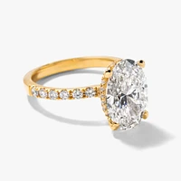 Oval Lab-Grown Diamond Engagement Ring with Hidden Halo 14K Yellow