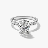 Oval Lab-Grown Diamond Engagement Ring with Hidden Halo 14K White G