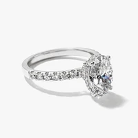 Oval Lab-Grown Diamond Engagement Ring with Hidden Halo 14K White G