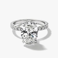 Oval Lab-Grown Diamond Engagement Ring with Hidden Halo 14K White G