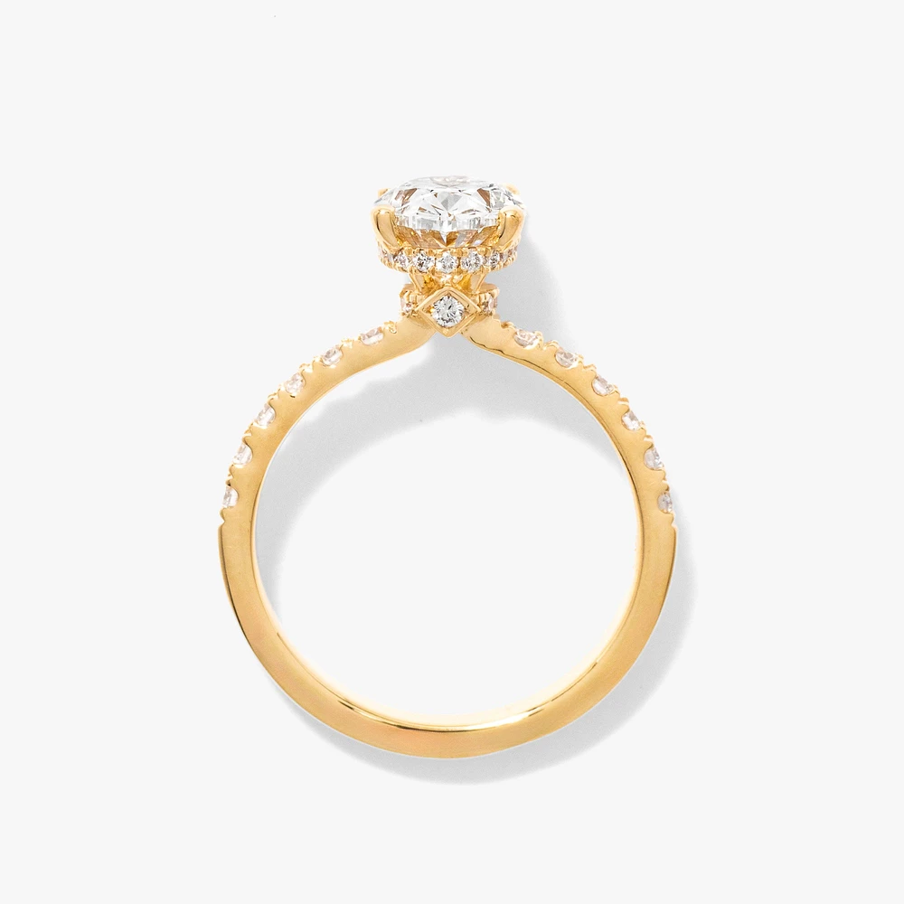 Oval Lab-Grown Diamond Engagement Ring with Hidden Halo 14K Yellow