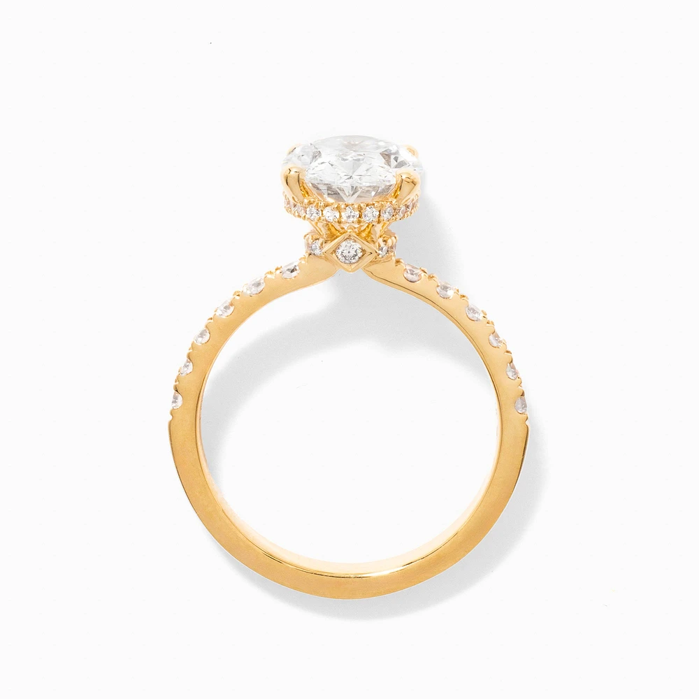 Oval Lab-Grown Diamond Engagement Ring with Hidden Halo 14K Yellow