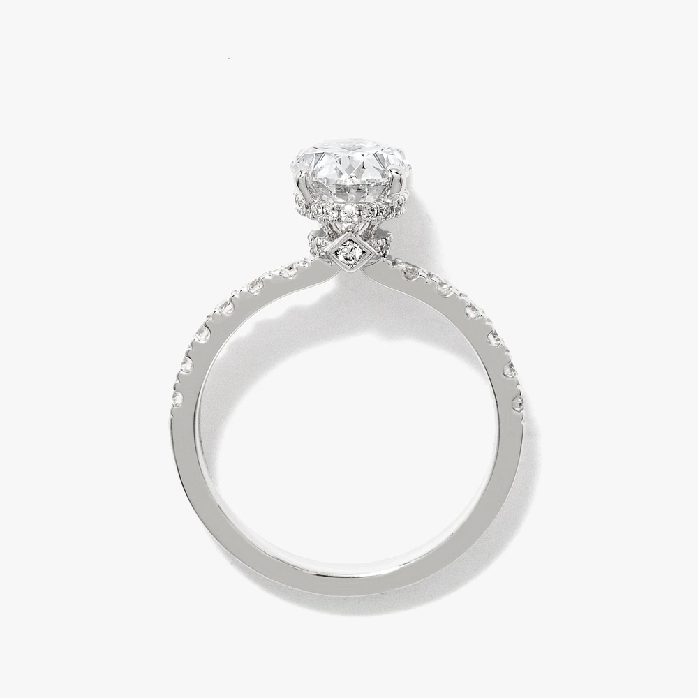 Oval Lab-Grown Diamond Engagement Ring with Hidden Halo 14K White G