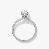 Oval Lab-Grown Diamond Engagement Ring with Hidden Halo 14K White G