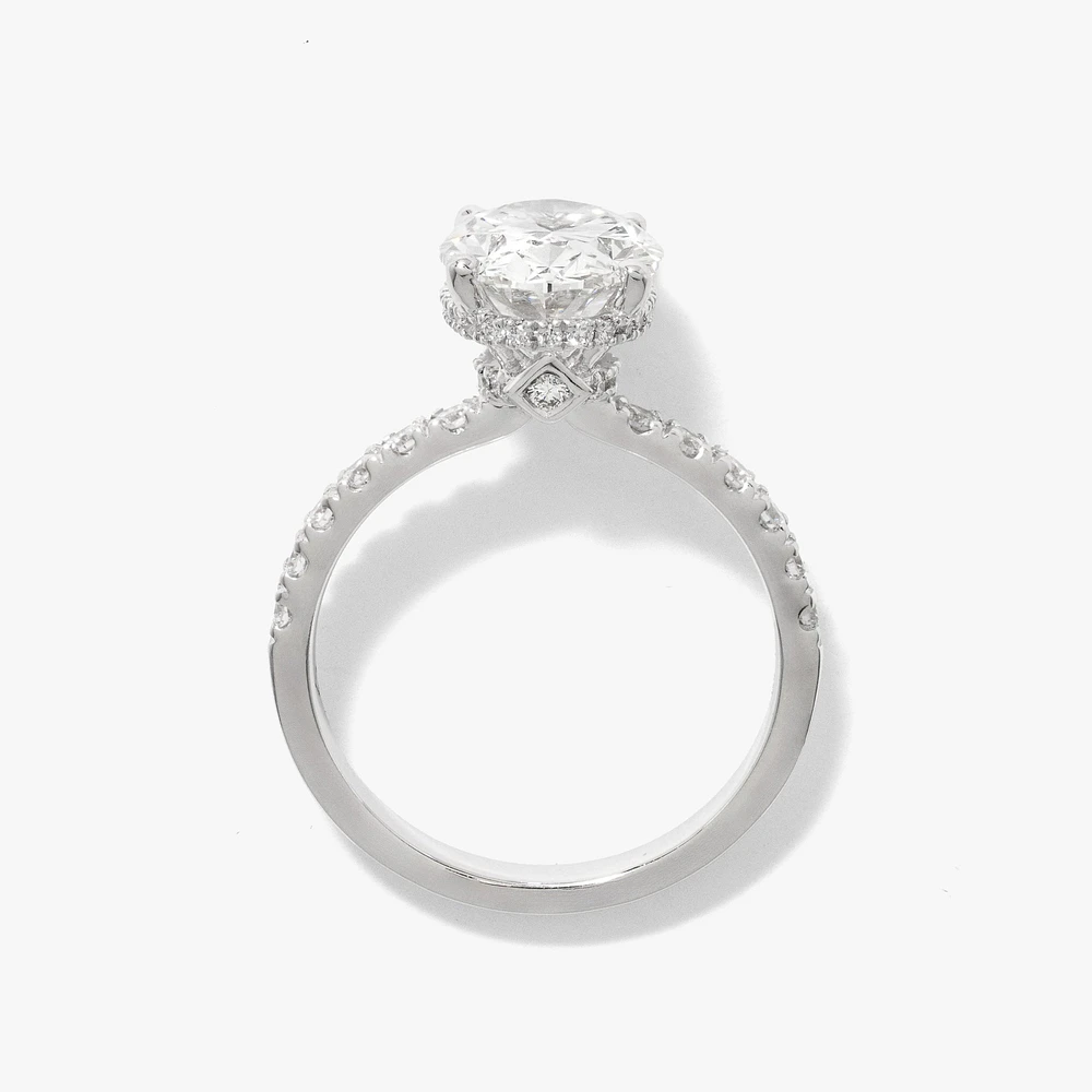 Oval Lab-Grown Diamond Engagement Ring with Hidden Halo 14K White G