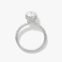 Oval Lab-Grown Diamond Engagement Ring with Hidden Halo 14K White G
