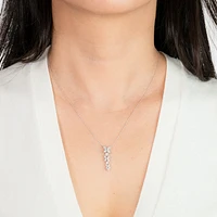 Diamond Cluster Necklace with Petal Motif in 10K White Gold (0.38 ct t