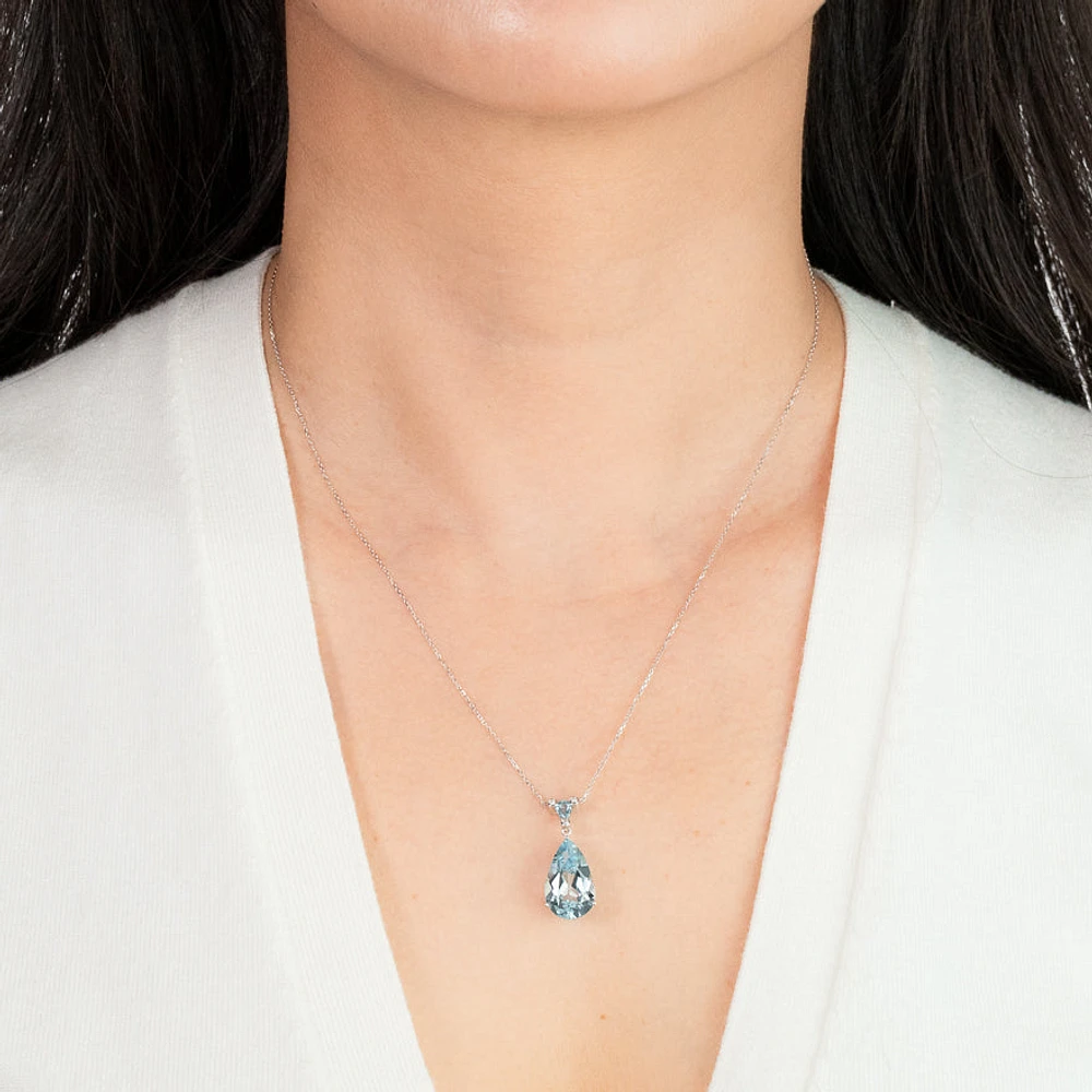 Blue Topaz Necklace in 10K White Gold