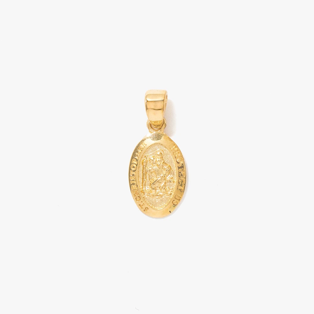 14K Yellow Gold Saint Christopher Medal Charm