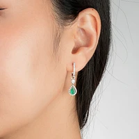 Emerald Earrings With Removable Pear Drop in 10K White Gold