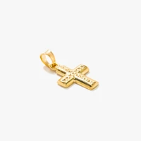 Diamond Cut Cross Pendant in 14K Yellow Gold