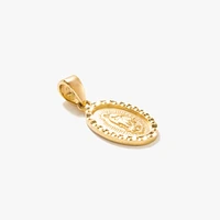 Mother Mary Oval Diamond Cut Pendant in 14K Yellow Gold