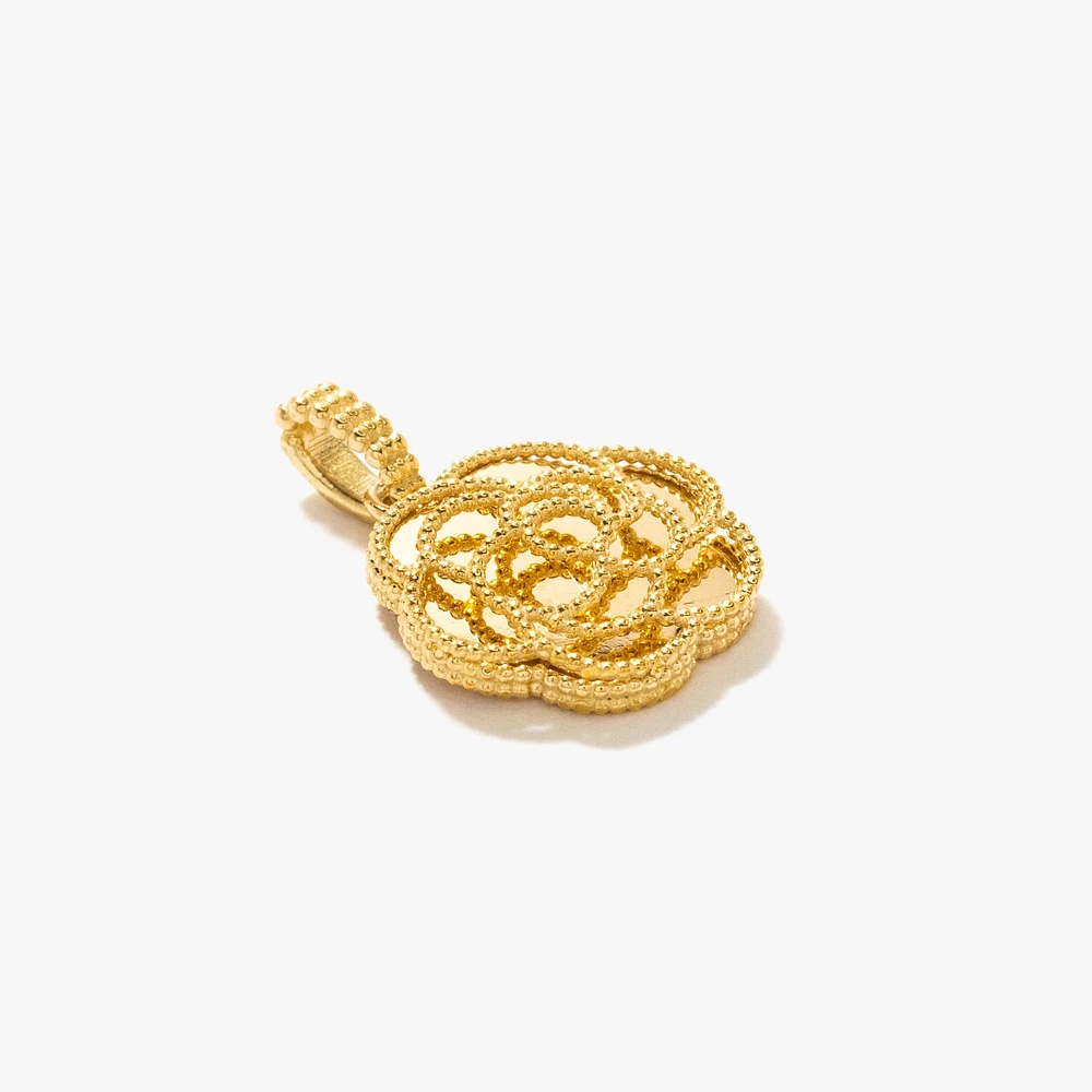 Beaded Rose Charm in 10K Yellow Gold