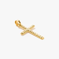 Diamond Cut Cross Pendant in 14K Yellow Gold