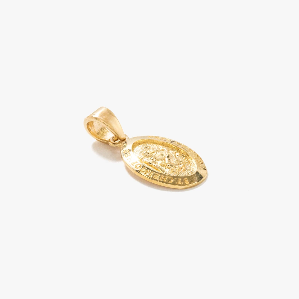 14K Yellow Gold Saint Christopher Medal Charm