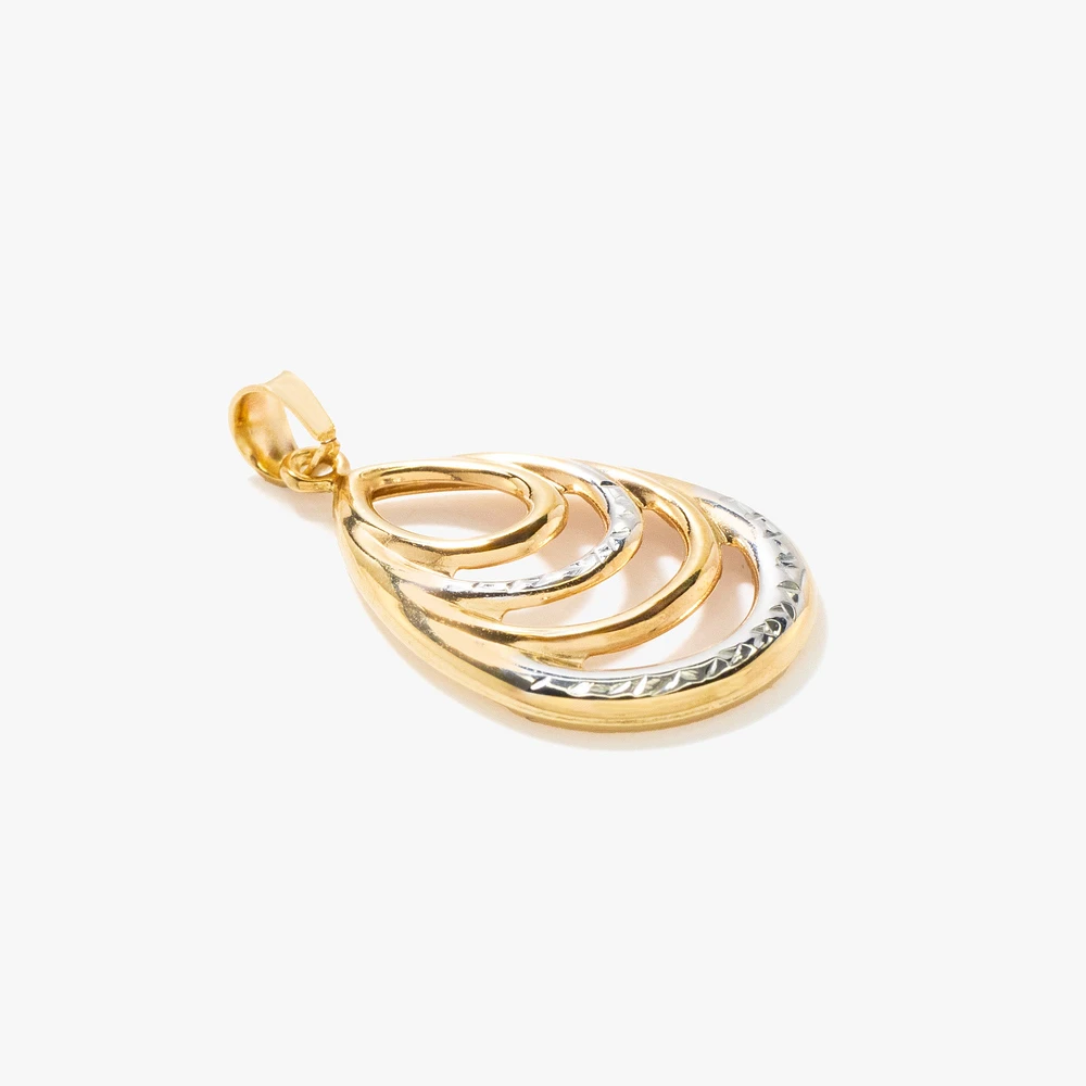 Diamond-Cut Pear Drop Pendant in 10K Yellow & White Gold