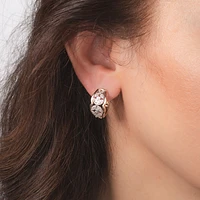 Diamond Cluster Marquise Flower Earrings in 10K Yellow and White Gold