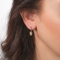 Leaf Hoop Earrings in 10K Yellow Gold