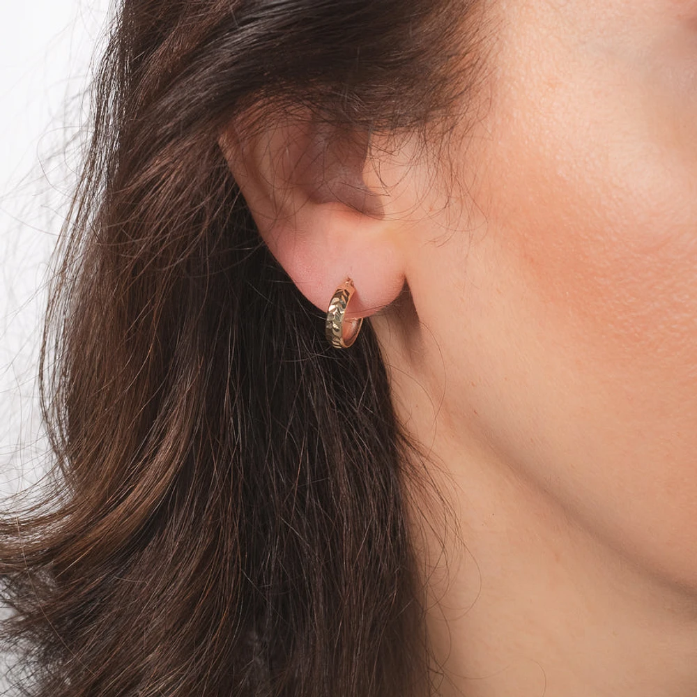 Diamond Cut Hoop Earrings 10K Yellow Gold