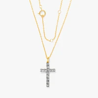 10K Yellow Gold Diamond Cross Pendant (0.15ct tw)
