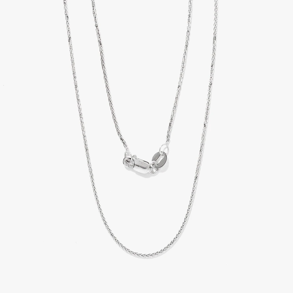 14K White Gold Round Wheat Chain 1.00mm (18")