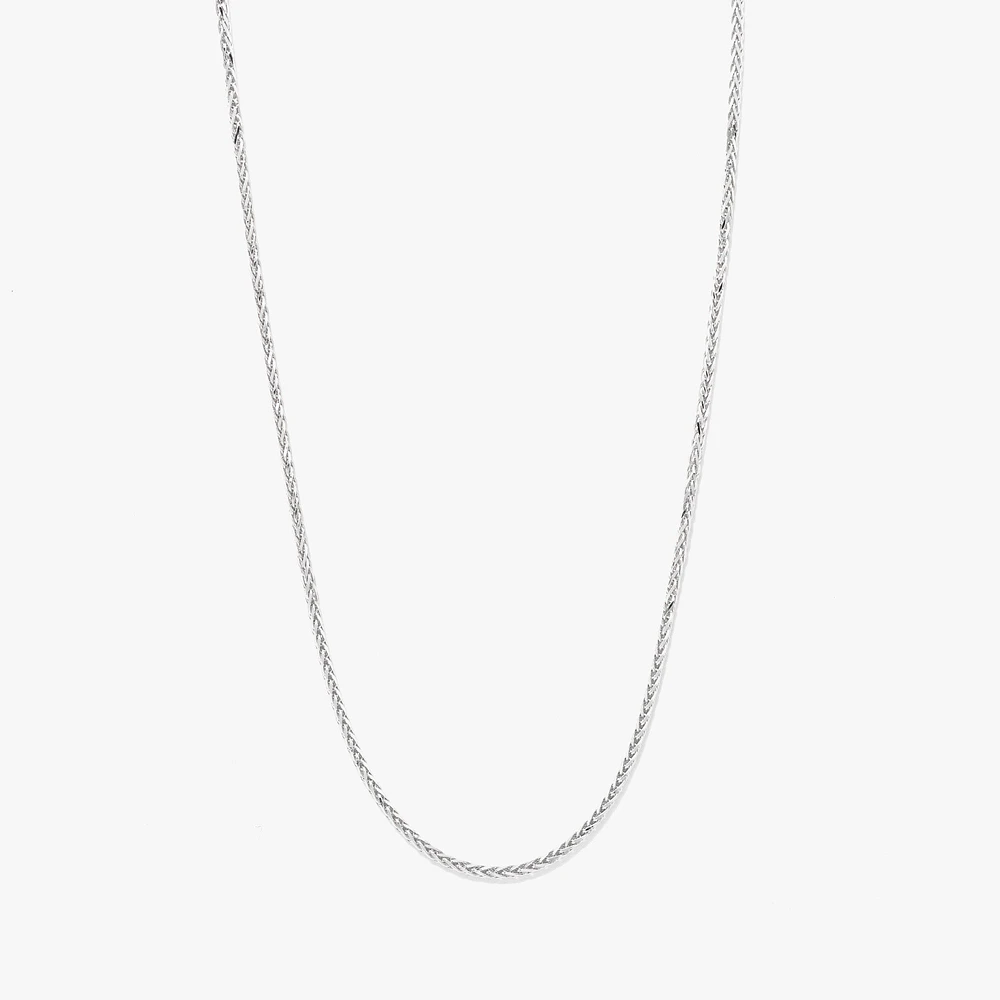 14K White Gold Round Wheat Chain 1.00mm (18")
