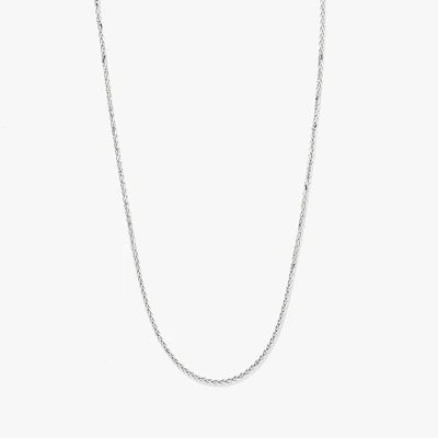 14K White Gold Round Wheat Chain 1.00mm (18")