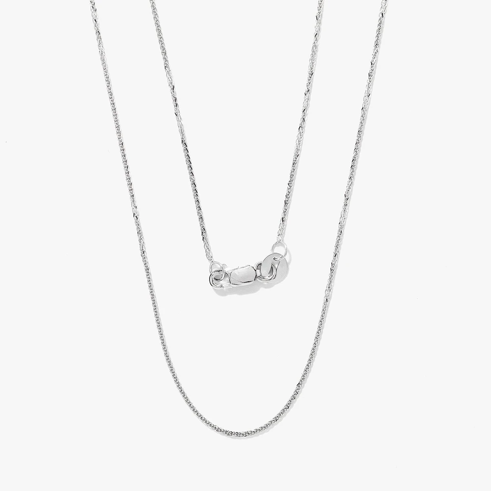 14K White Gold Square 1.00mm Wheat Chain (18")