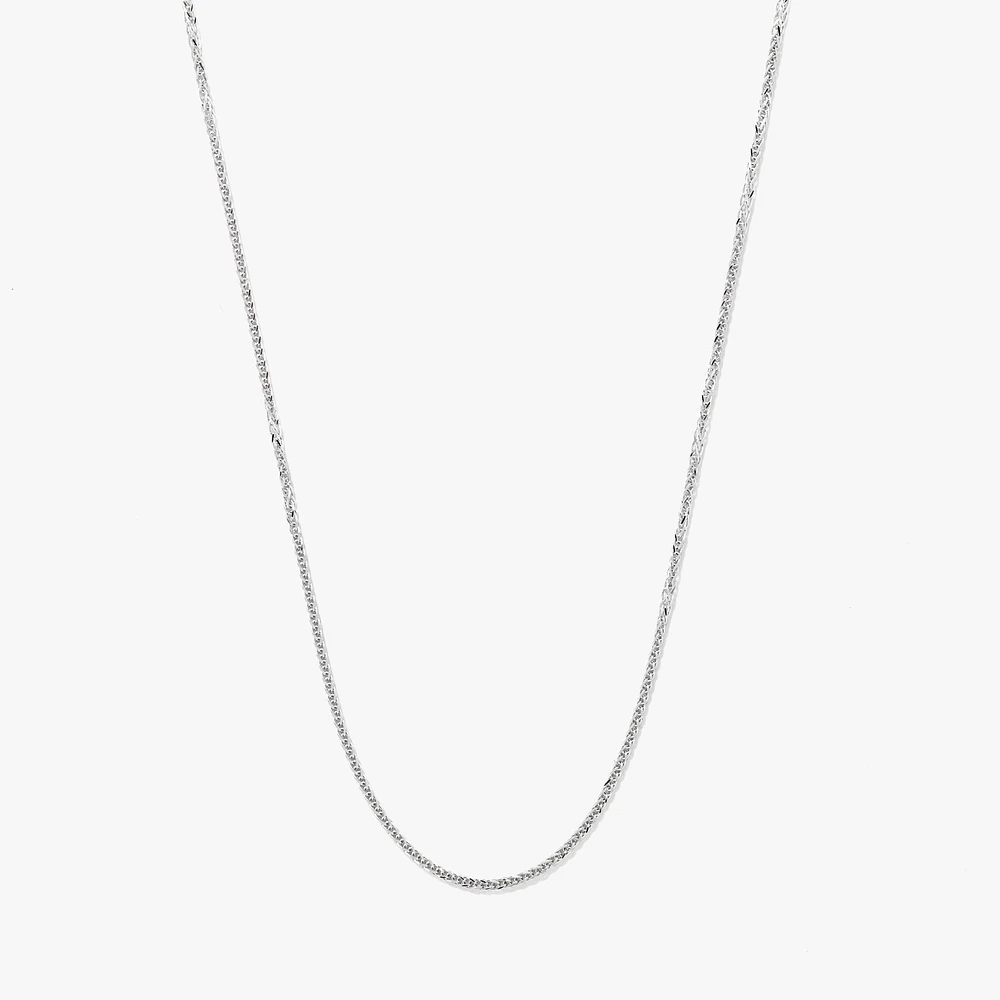 14K White Gold Square 1.00mm Wheat Chain (18")