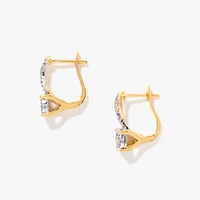 Diamond Cluster Hook Earrings in 10K Yellow and White Gold (0.21 ct tw