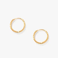 Diamond Cut Hoop Earrings in 14K Yellow Gold