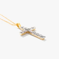10K Yellow Gold Diamond Cross Pendant (0.15ct tw)