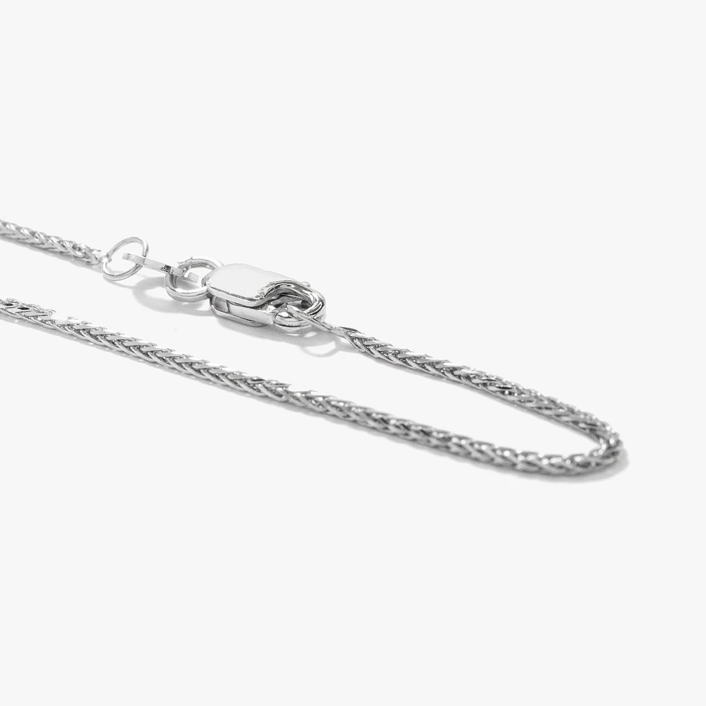 14K White Gold Round Wheat Chain 1.00mm (18")