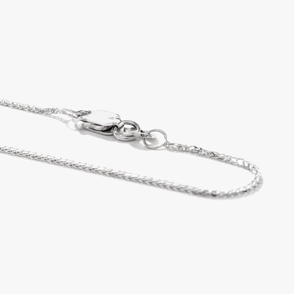 14K White Gold Square 1.00mm Wheat Chain (18")