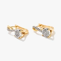 Diamond Cluster Hook Earrings in 10K Yellow and White Gold (0.21 ct tw