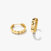Diamond Cut Hoop Earrings in 14K Yellow Gold