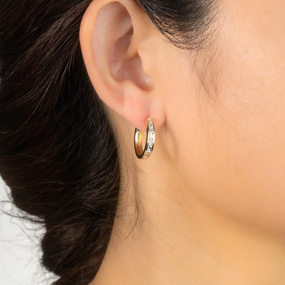 Channel Set Diamond Hoop Earrings in 10K Yellow Gold (0.70 ct tw)