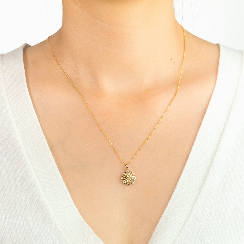 Diamond Cut Flower Pendant in 10K Yellow Gold