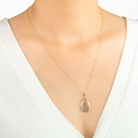 Diamond-Cut Pear Drop Pendant in 10K Yellow & White Gold