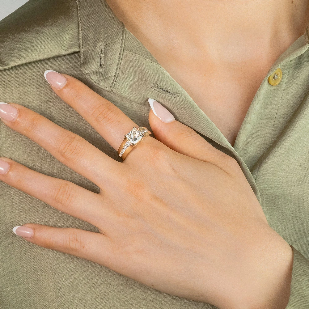 Lab Grown Princess Cut Diamond Engagement Ring 14K Yellow Gold (2.6