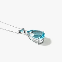 Blue Topaz Necklace in 10K White Gold